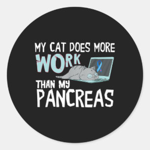 Mijn kat doet meer werk dan mijn alvleesklier als ronde sticker