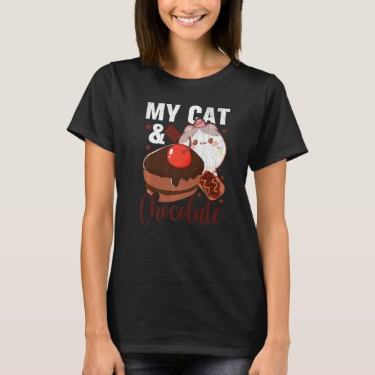 Mijn kat en chocolade eter grafisch t-shirt (Voorkant)