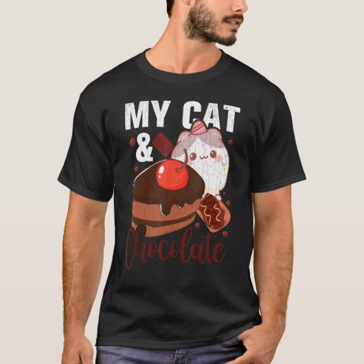 Mijn kat en chocolade eter grafisch t-shirt (Voorkant)