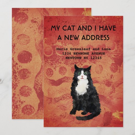 Mijn kat en ik hebben een mededeling verhuisd aankondiging (Voorkant / Achterkant)