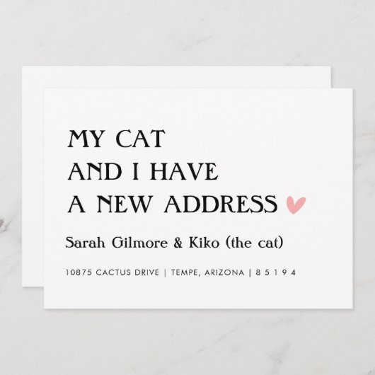 Mijn kat en ik hebben een nieuw adres. aankondiging (Voorkant / Achterkant)