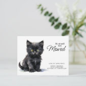 Mijn kat en ik hebben zwarte kitten verplaatst aankondigingskaart (Staand voorkant)