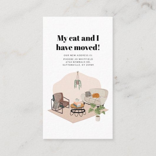 Mijn kat en ik verhuisden Adreswijziging Verhuizen Visitekaartje (Voorkant)