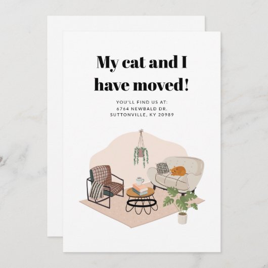 Mijn Kat en ik verplaatsen Wijziging Adres verplaa Aankondiging (Voorkant / Achterkant)