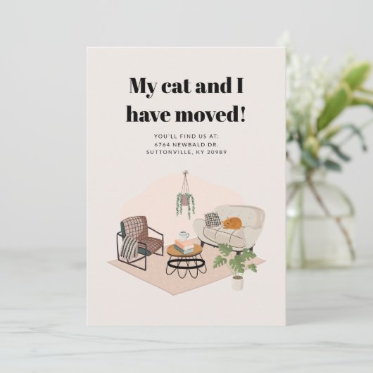 Mijn Kat en ik verplaatsen Wijziging Adres verplaa Aankondiging (Staand voorkant)