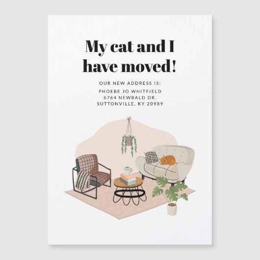 Mijn Kat en ik verplaatsen Wijziging Adres verplaa Magnetische Uitnodiging (Voorkant)
