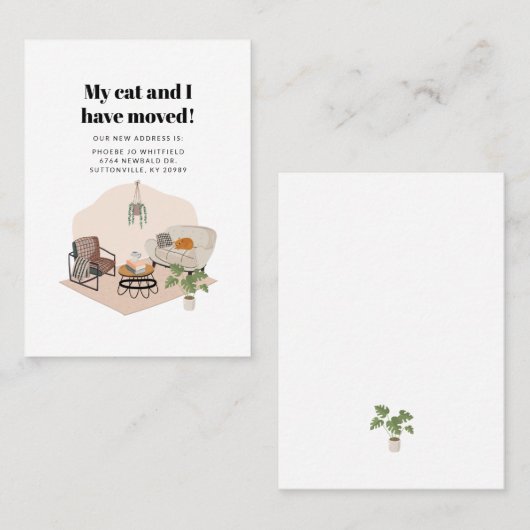 Mijn Kat en ik verplaatsen Wijziging Adres verplaa Visitekaartje (Voorkant / Achterkant)