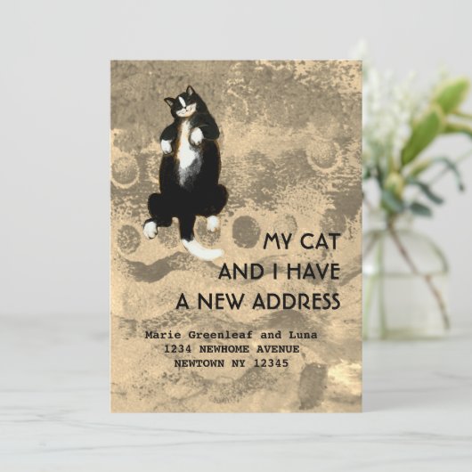 Mijn kat en ik zijn verhuisd aankondiging (Staand voorkant)