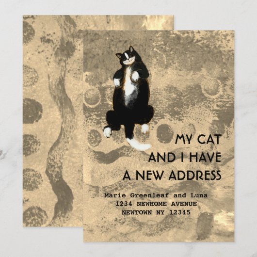 Mijn kat en ik zijn verhuisd aankondiging (Voorkant / Achterkant)