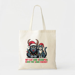 Mijn kat en Krampus hebben dezelfde energie Leuk Tote Bag