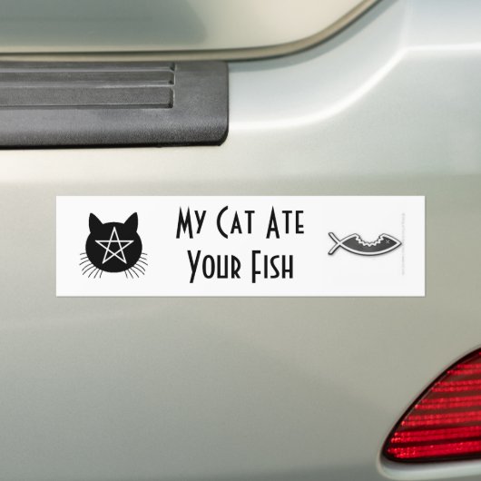 Mijn kat heeft je vis gegeten bumpersticker (Op auto)
