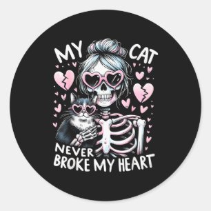 Mijn kat heeft mijn hart nooit gebroken, grappige ronde sticker