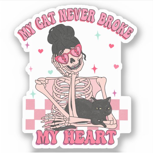 Mijn kat heeft mijn hart nooit Valentijns gemaakt Sticker (Voorkant)