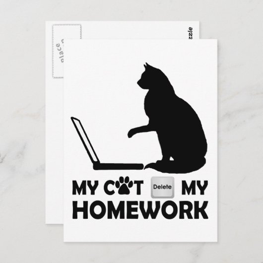 Mijn kat heeft mijn huiswerk verwijderd briefkaart (Voorkant / Achterkant)