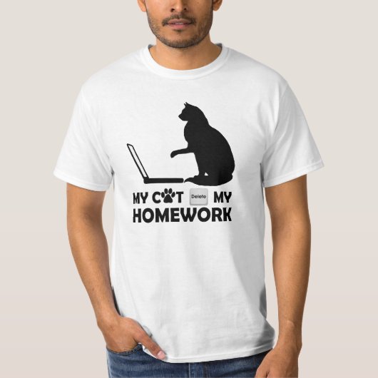 Mijn kat heeft mijn huiswerk verwijderd t-shirt (Voorkant)