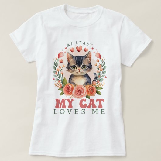 Mijn kat houdt tenminste van Valentijnse vrouwen T-shirt (Design voorkant)