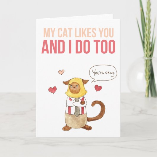 Mijn kat houdt van je valentijn feestdagen kaart (Voorkant)