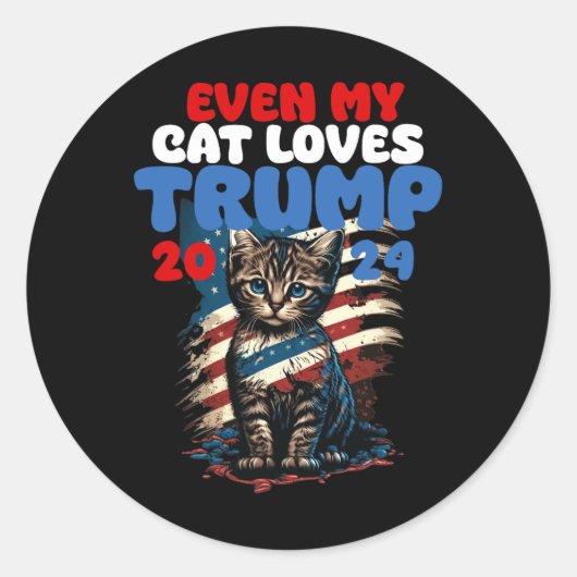 Mijn kat houdt van Trump 2024 Shirt Ronde Sticker (Voorkant)