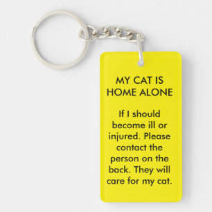Mijn kat is alleen thuis dubbelzijdig Sleutelhange Sleutelhanger