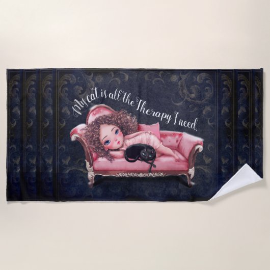 Mijn kat is alles wat ik nodig heb strandlaken (Voorkant)