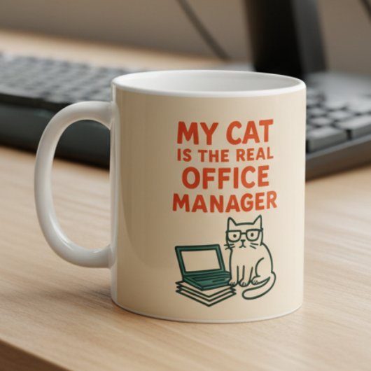 Mijn kat is de echte officemanager – Grappig werke Koffiemok