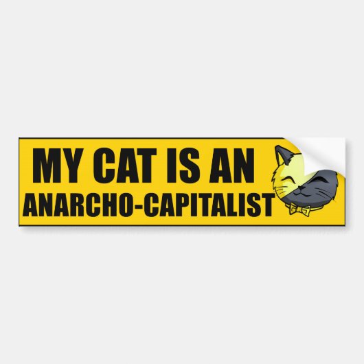 Mijn kat is een anarcho-kapitalist bumpersticker (Voorkant)