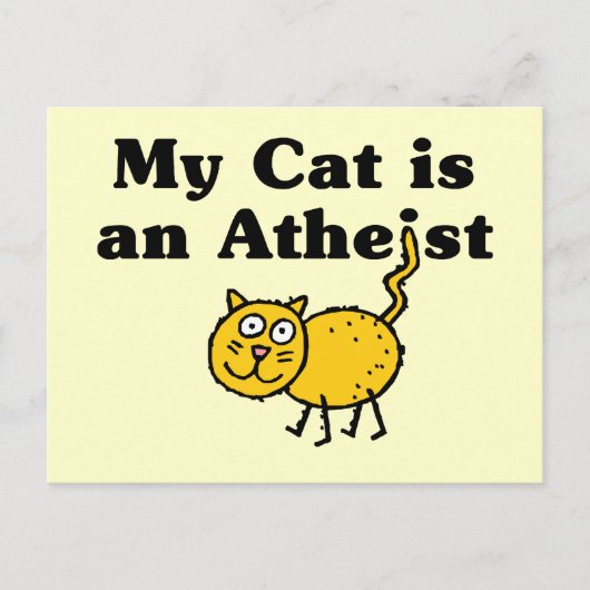 Mijn kat is een atheïst briefkaart (Voorkant)