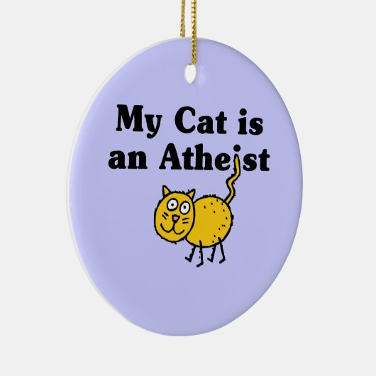 Mijn kat is een atheïst keramisch ornament (Rechts)
