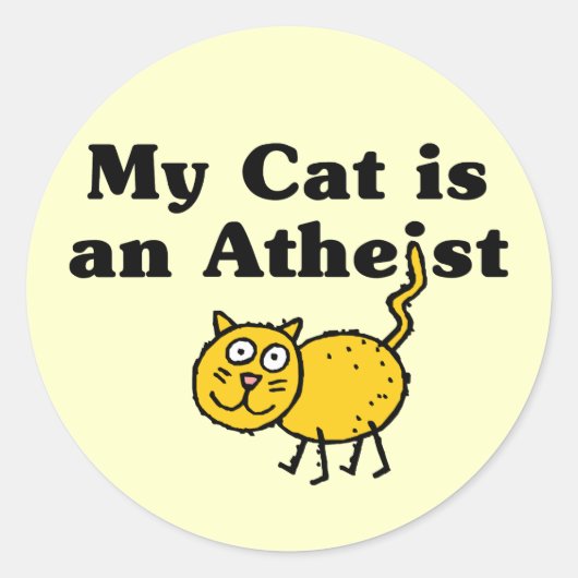 Mijn kat is een atheïst ronde sticker (Voorkant)