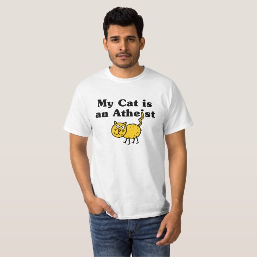 Mijn kat is een atheïst t-shirt (Voorkant volledig)