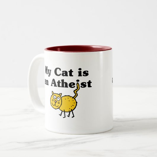 Mijn kat is een atheïst tweekleurige koffiemok (Voorkant links)