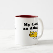 Mijn kat is een atheïst tweekleurige koffiemok (Voorkant rechts)