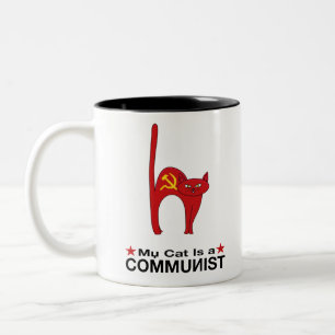 Mijn Kat is een COMMUNIST grote gave ideeën polit Tweekleurige Koffiemok