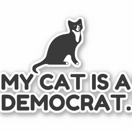 Mijn kat is een democraat sticker (Voorkant)