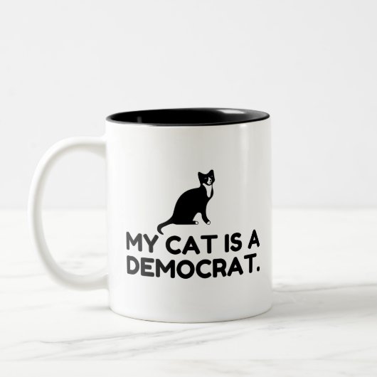Mijn kat is een democraat tweekleurige koffiemok (Links)