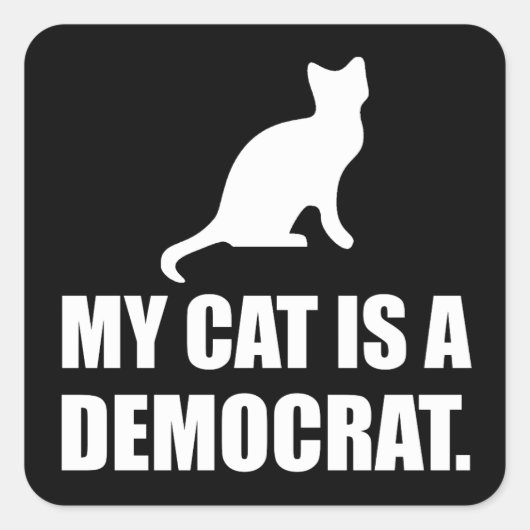Mijn kat is een democratisch, grappig politiek vierkante sticker (Voorkant)