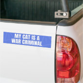 Mijn kat is een oorlogsmisdadiger - Grappige, verv Bumpersticker (Op Truck)