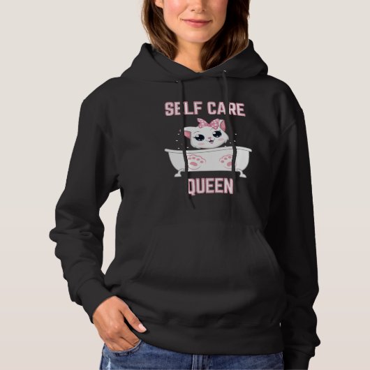 Mijn kat is een zelfverzorger koningin hoodie (Voorkant)