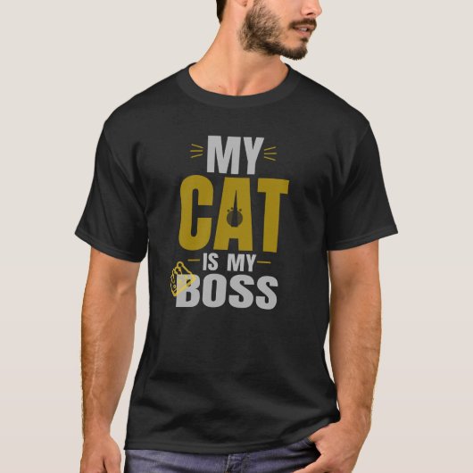 Mijn kat is mijn baas Fun Cat Lover Typography Des T-shirt (Voorkant)