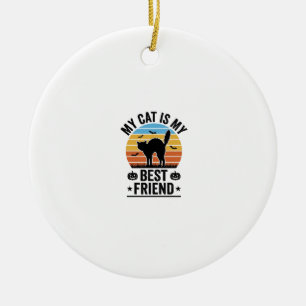 Mijn kat is mijn beste vriend vintage kat shirt on keramisch ornament