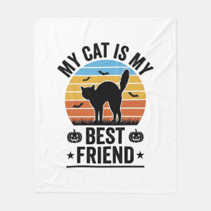 Mijn kat is mijn beste vriend vintage kat T-shirt  Fleece Deken
