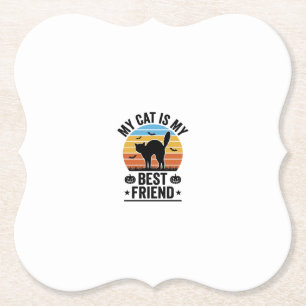 Mijn kat is mijn beste vriend vintage kat T-shirt  Kartonnen Onderzetters