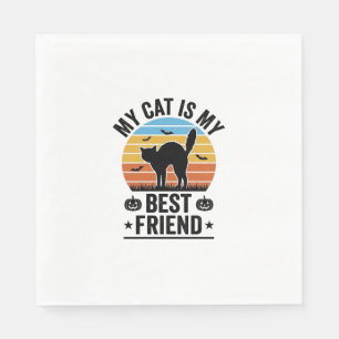 Mijn kat is mijn beste vriend vintage kat T-shirt  Servet
