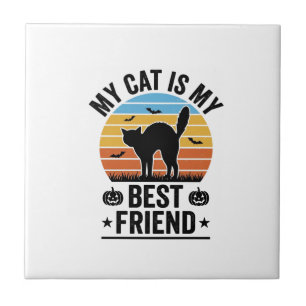 Mijn kat is mijn beste vriend vintage kat T-shirt Tegeltje