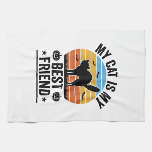 Mijn kat is mijn beste vriend vintage kat T-shirt Theedoek