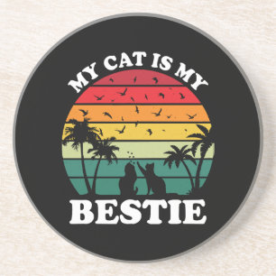 Mijn kat is mijn beste vriend zandsteen onderzetter