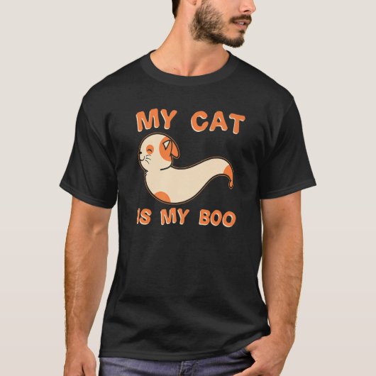 Mijn kat is mijn Boo Halloween kat 1 T-shirt (Voorkant)