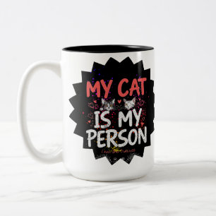 Mijn kat is mijn persoon, ik ben de stagiair citaa tweekleurige koffiemok