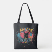 Mijn kat is mijn persoon Neon Graffiti Design Tote Bag (Achterkant)