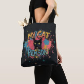 Mijn kat is mijn persoon Neon Graffiti Design Tote Bag (Dichtbij)